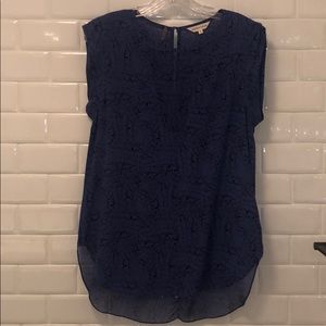 Blue and black silk top